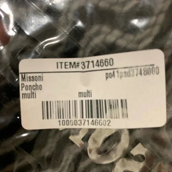 NWT Missoni new in bag zig zag black white poncho mohair acrylic one size - Picture 9 of 9